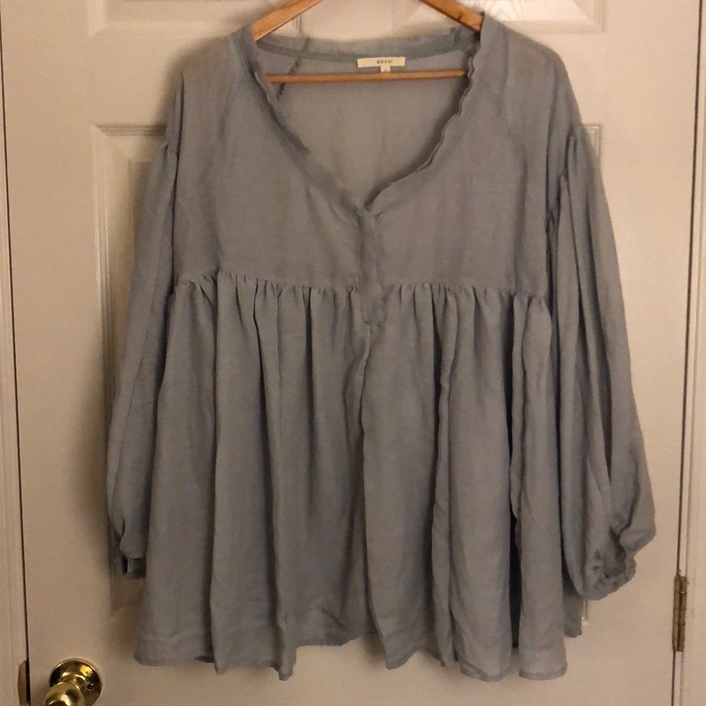 Sage green sheer blouse.